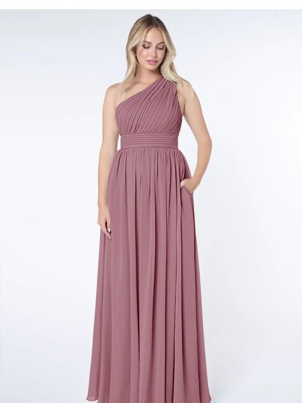 NWT One-Shoulder Dusty Rose A-Line Wedding-Mother Of Bride-Bridesmaid Dress